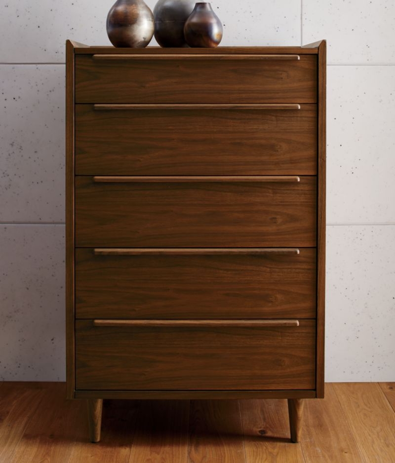 Tate 32" Walnut 5-Drawer Tall Dresser - Image 2
