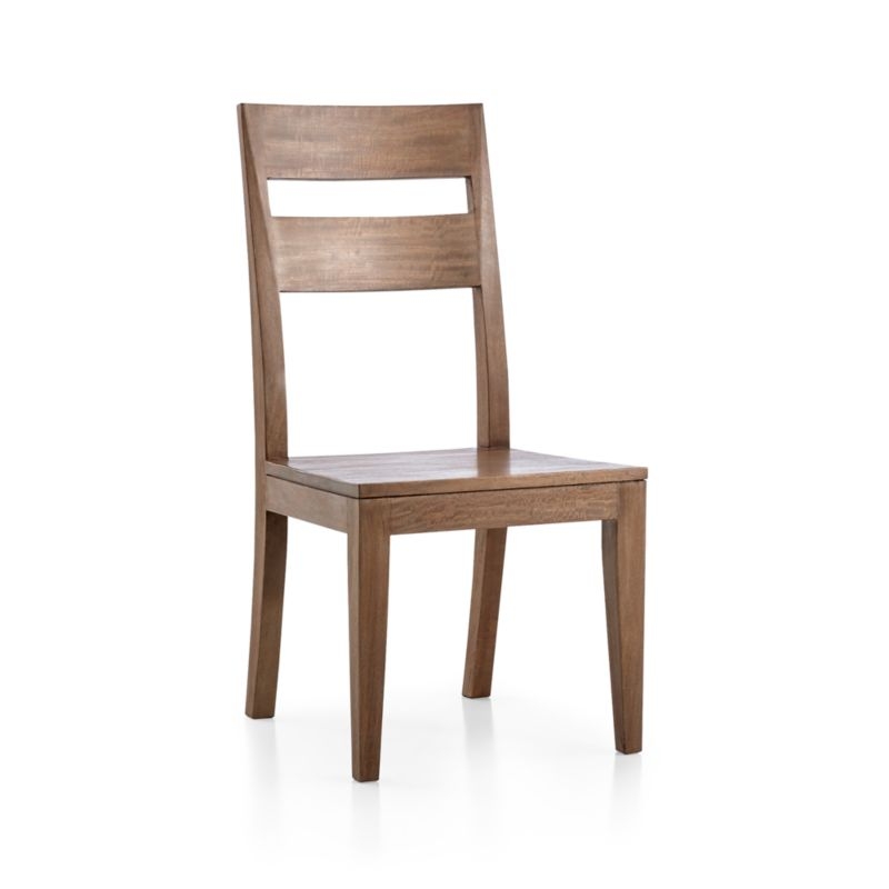 Basque Light Brown Wood Dining Side Chair with Natural Cushion - Image 2