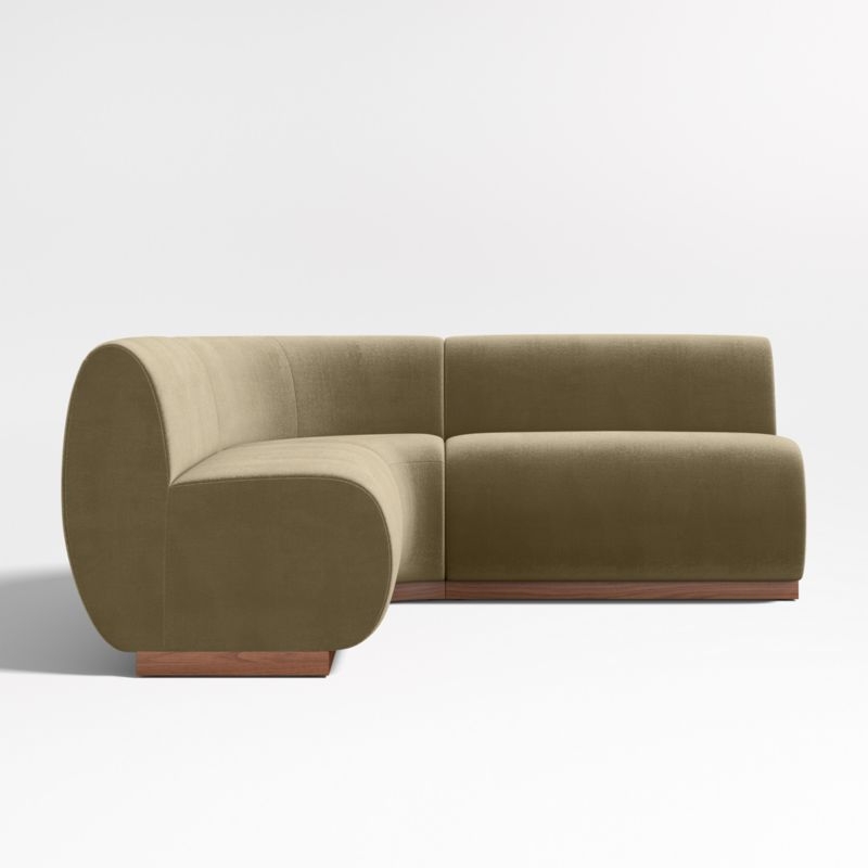 Leandro Hazel Green Double L-Shaped Loveseat Dining Banquette with Rounded Corner - Image 1