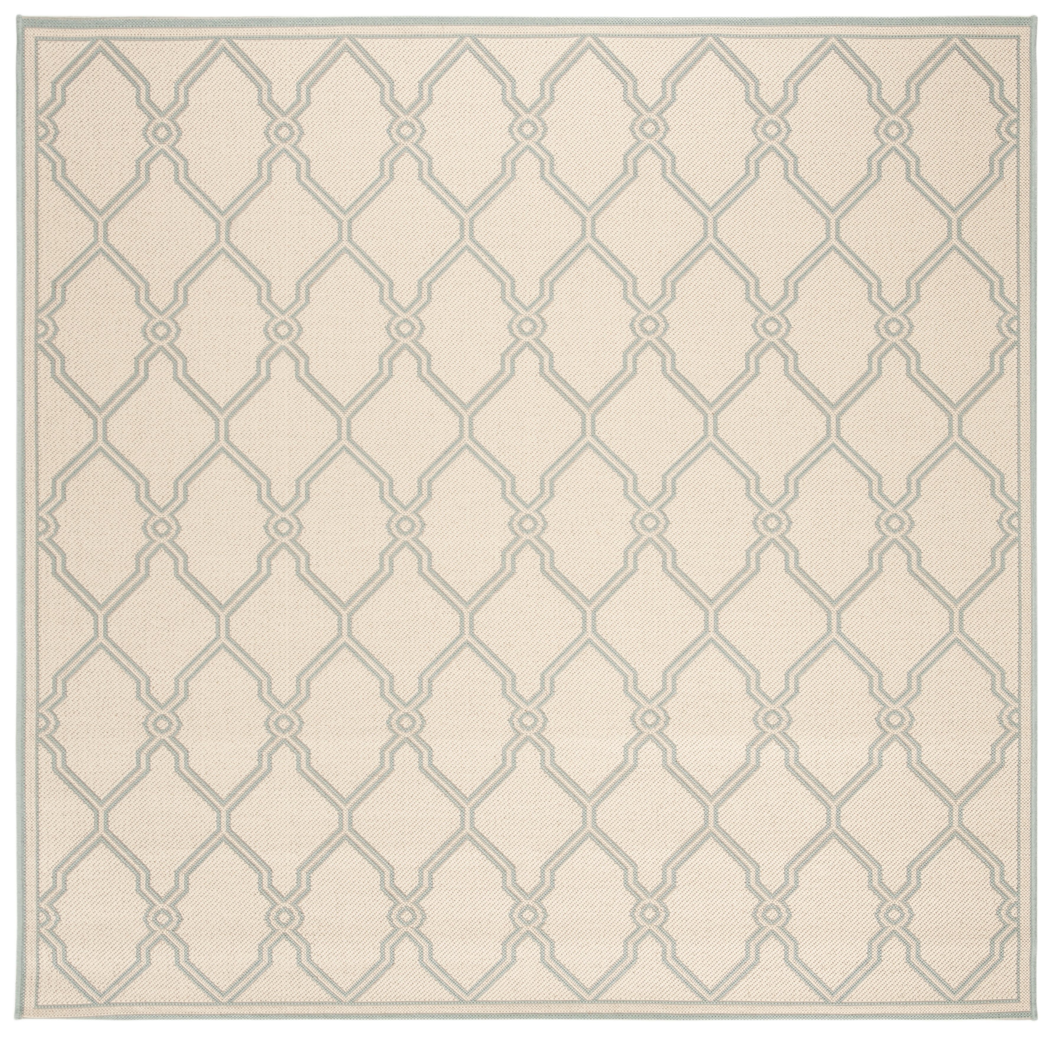 Arlo Home Indoor/Outdoor Woven Area Rug, LND124L, Cream/Aqua,  6' 7" X 6' 7" Square - Image 0