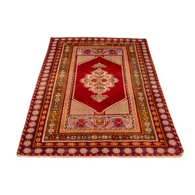 One-of-a-Kind Cullus Hand-Knotted 1980s 3'3" x 5'4" Wool Area Rug in Red/Beige - Image 0