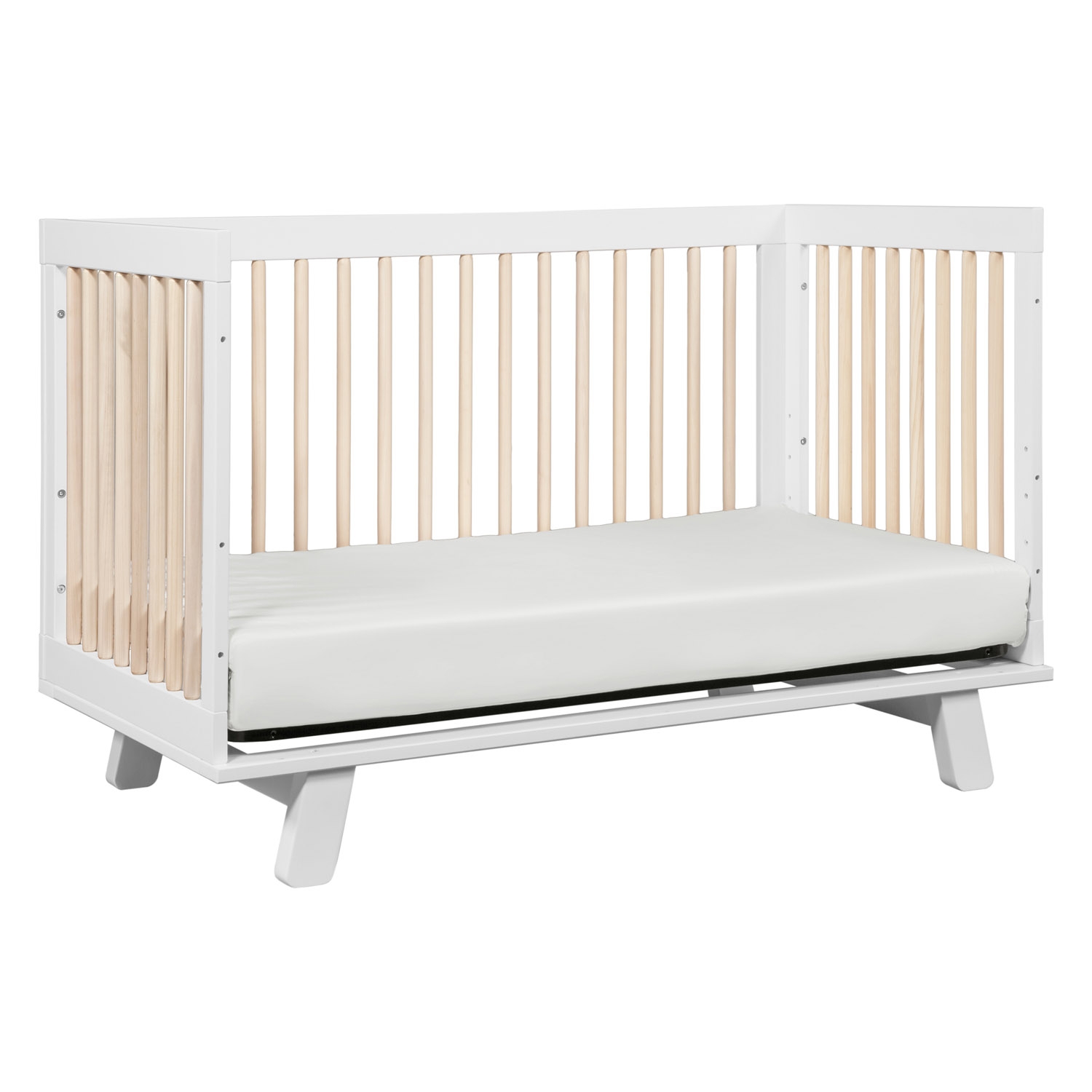 Babyletto Hudson Mid Century Modern White Washed Brown Convertible Crib - Image 4