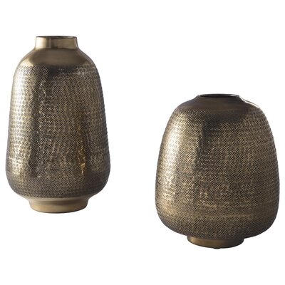 Brass Metal Table Vase, Set of 2 - Image 0