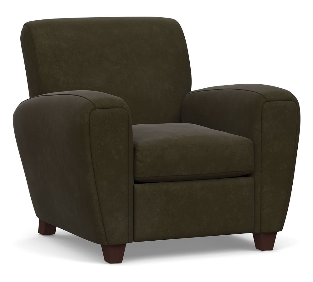 Manhattan Square Arm Leather Recliner without Nailheads, Polyester Wrapped Cushions, Aviator Blackwood - Image 0