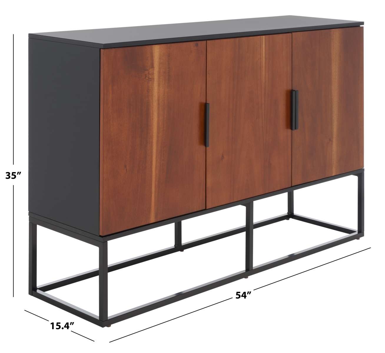Vance 3 Door 2 Shelf Sideboard - Black / Brown - Safavieh - Image 9