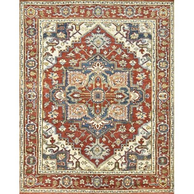 One-of-a-Kind Fynnley Hand-Knotted 7'11" x 9'11" Wool Area Rug in Red - Image 0