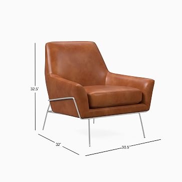 Lucas Wire Base Chair, Poly, Saddle Leather, Nut, Polished Nickel - Image 1