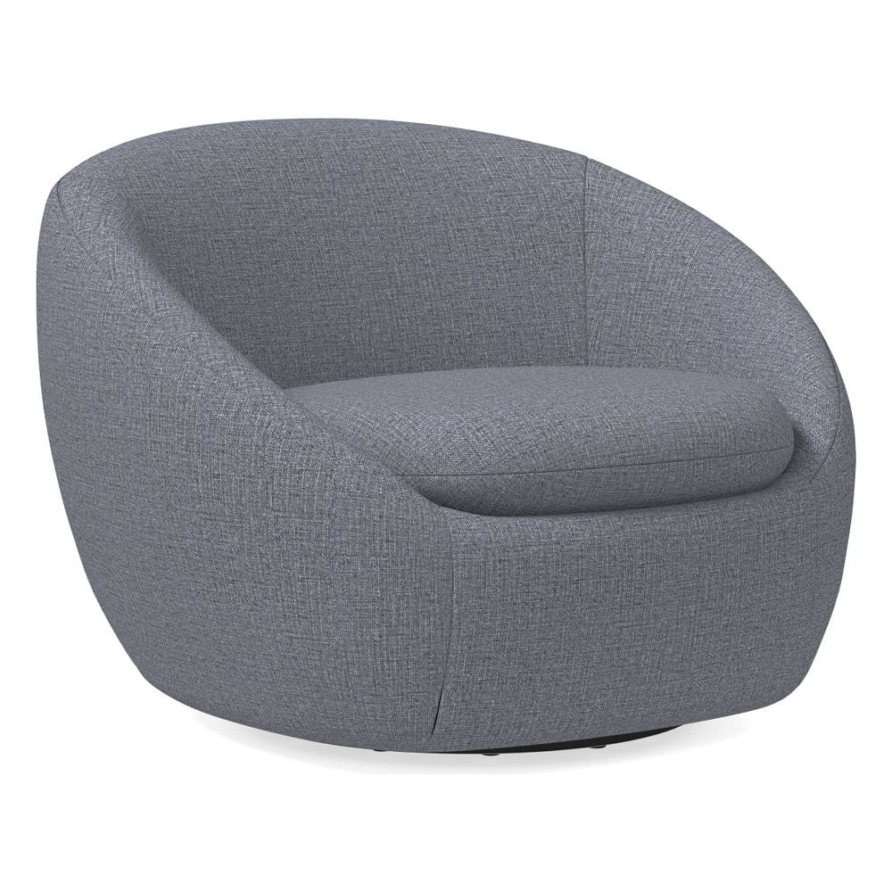 Cozy Swivel Chair, Poly, Yarn Dyed Linen Weave, Graphite, Concealed Supports - Image 0