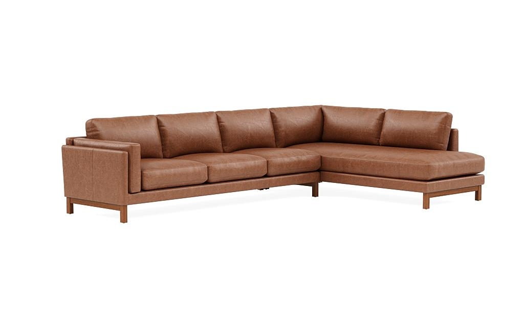 Gaby Leather 4-Seat Sectional with Right Bumper - Image 1