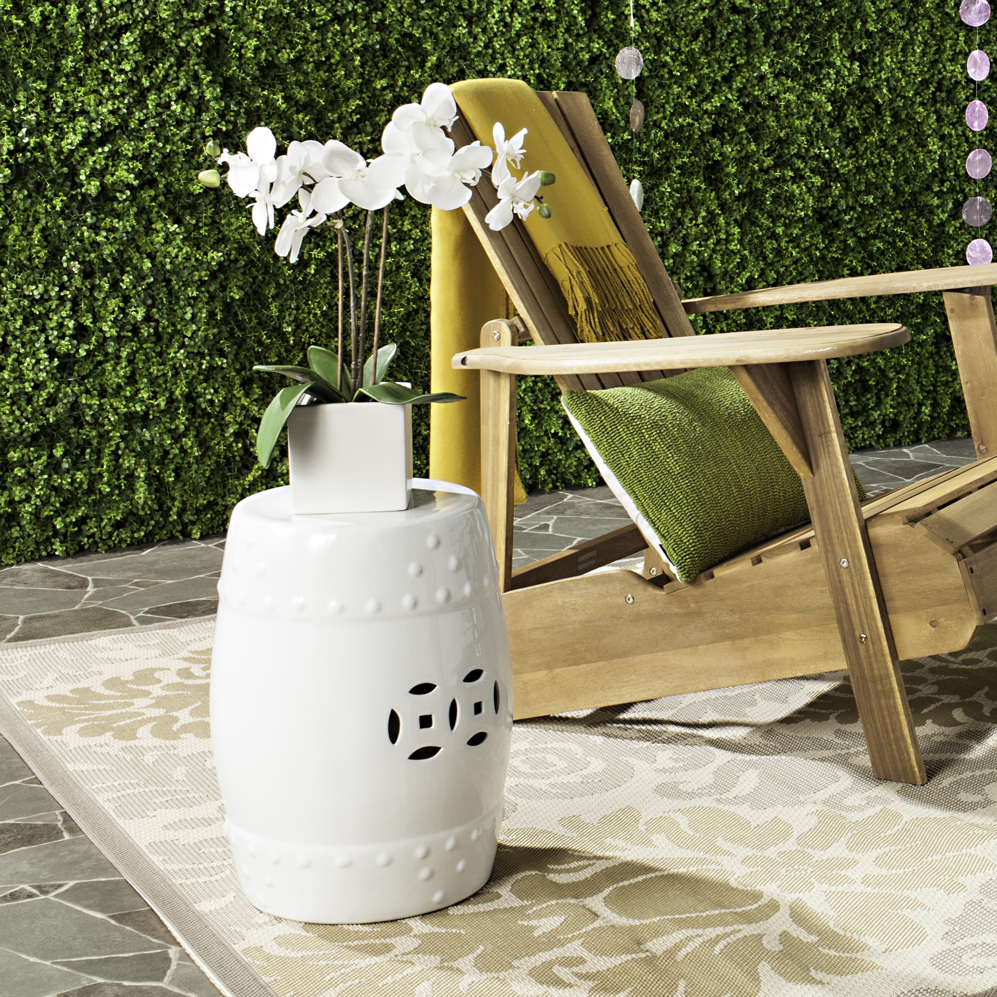 Modern Ming Garden Stool - White - Safavieh - Image 3