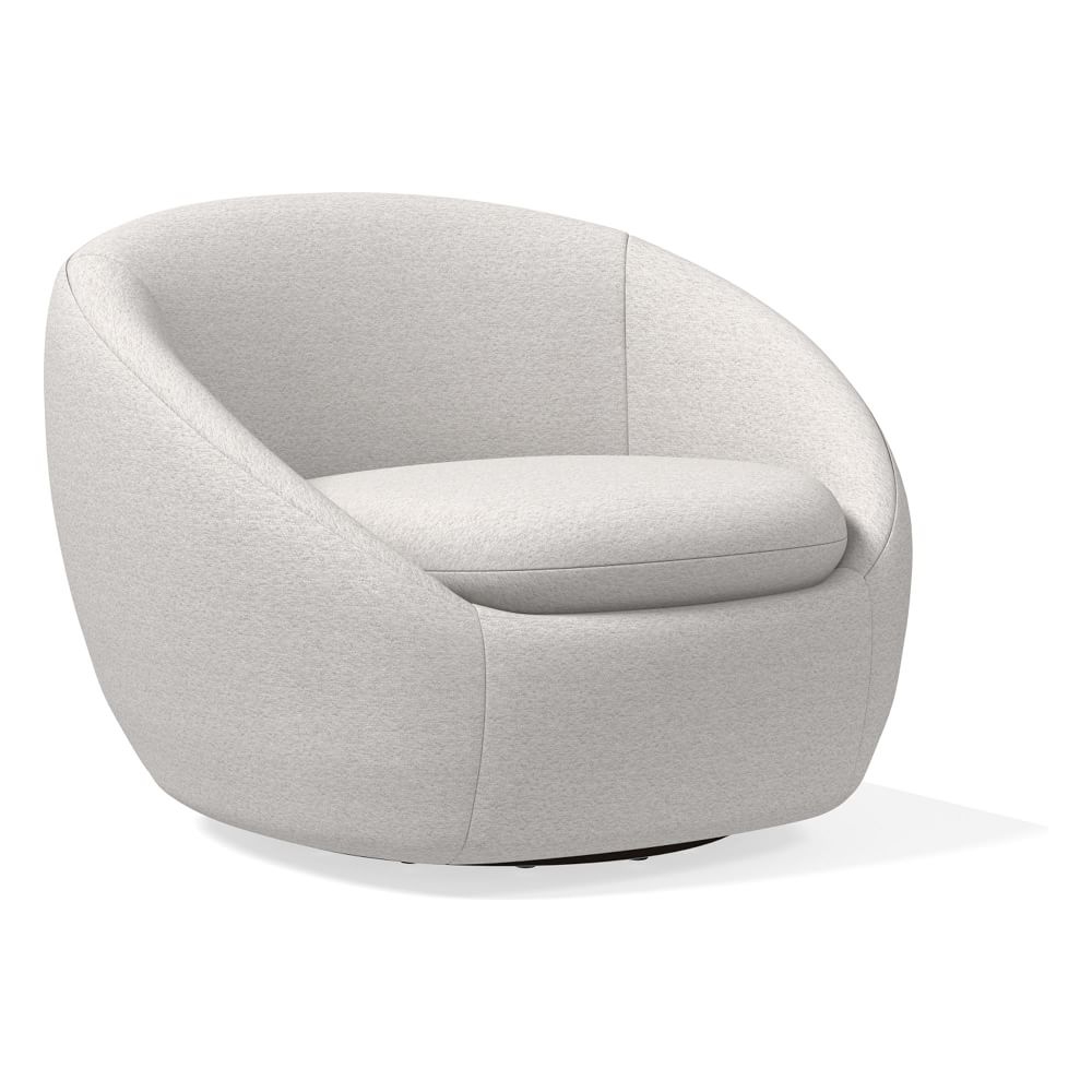 Cozy Swivel Chair, Poly, Chunky Boucle, White, Concealed Supports - Image 0