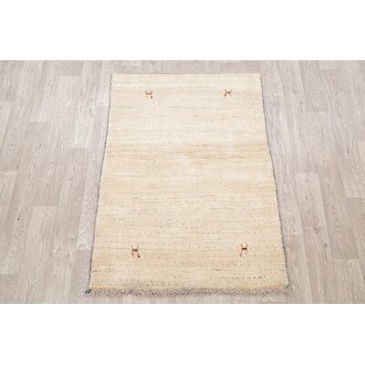 One-of-a-Kind Sienna Hand-Knotted New Age Beige 3'5'' x 4'11'' Wool Area Rug - Image 0