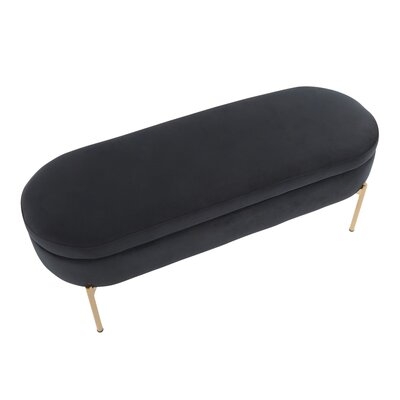 Temple Meads Contemporary/glam Storage Bench In Gold Metal And Black Velvet By Wrought Studio™ - Image 1
