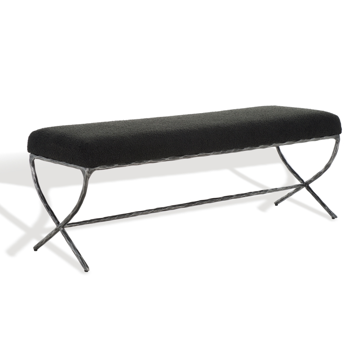 Janeen Boucle & Metal Bench - Black - Image 5