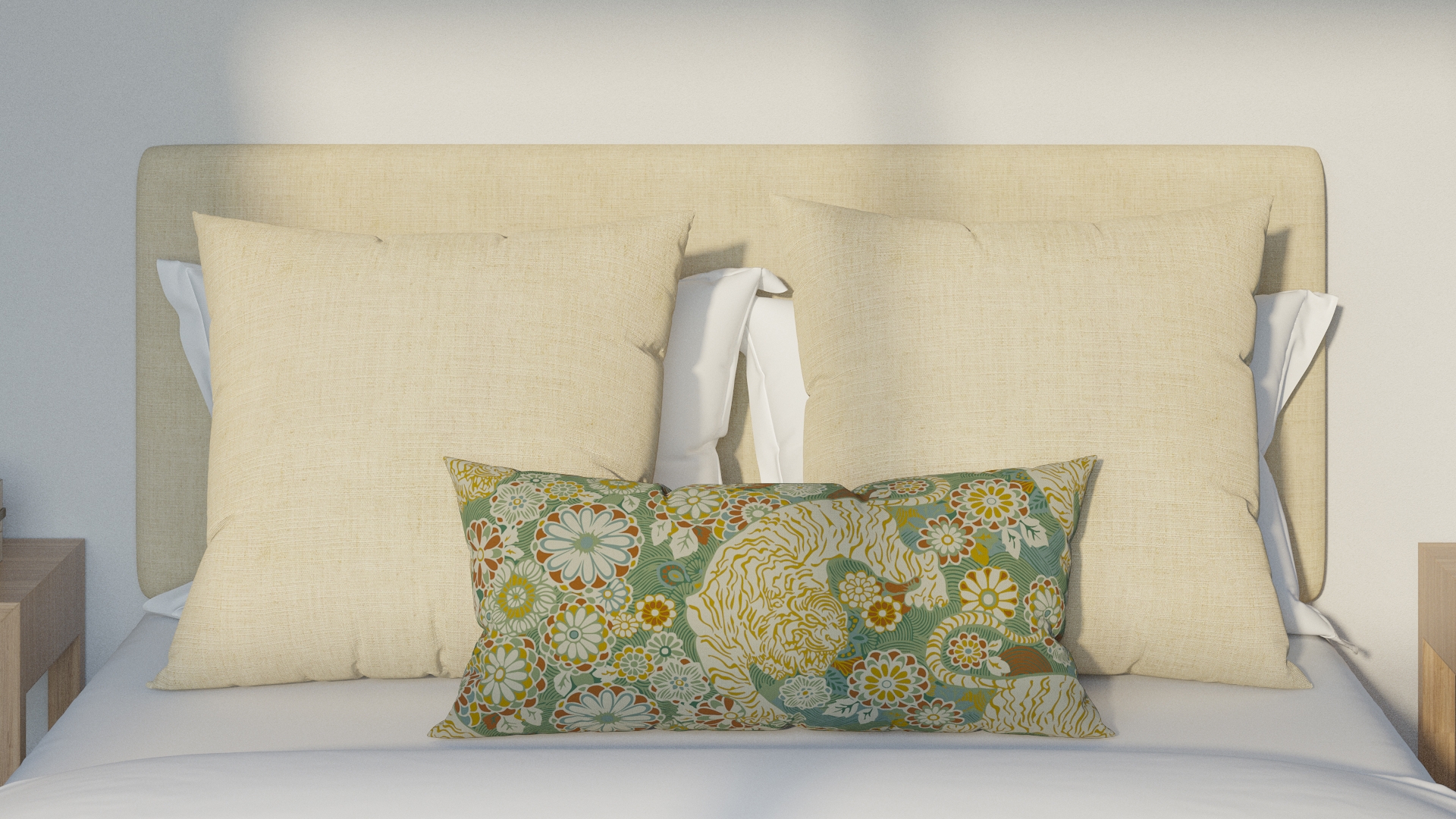 Throw Pillow 14" x 30", Pistachio Siberian Tiger, 14" x 30" - Image 2