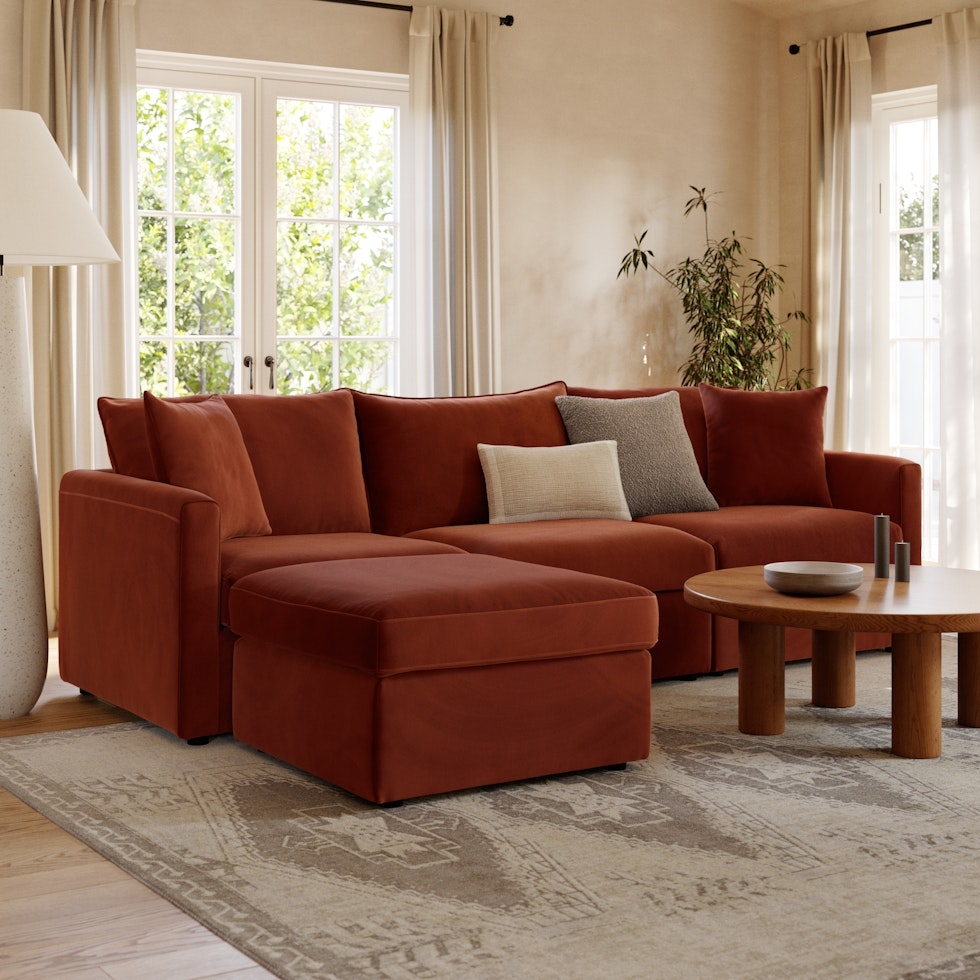 Lenae 104.5" Velvet Reversible Modular Sectional - Hale Rust - Image 0