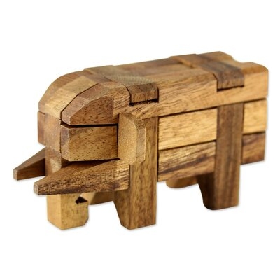 Delmita Elephant Wood Puzzle Sculpture - Image 0