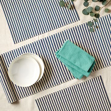 Pop Color Reed Table Linen Placemat, Set of 2, Blue Ribbon - Image 1