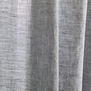 Semi-Sheer European Flax Linen Melange Curtain, Blackout Lining, Slate, 48"x84" - Image 1