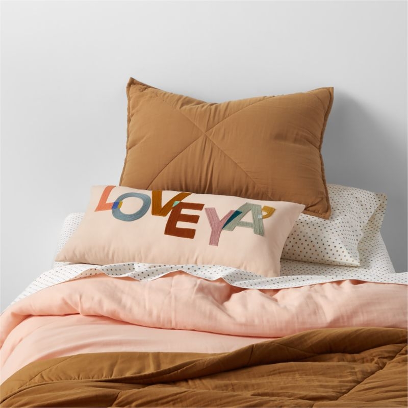 Supersoft Brulee Brown Quilted Organic Cotton Gauze Kids Pillow Sham - Image 1