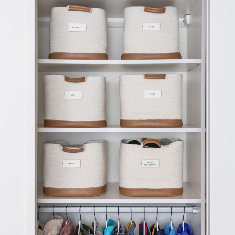 NeatMethod Vegan Bone White Leather Rope Storage Bin - Image 1