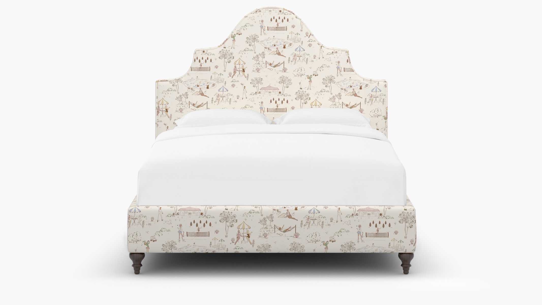 Statement Bed, Multi Country Club Toile, Espresso Traditional Turned Leg, Full - Image 0