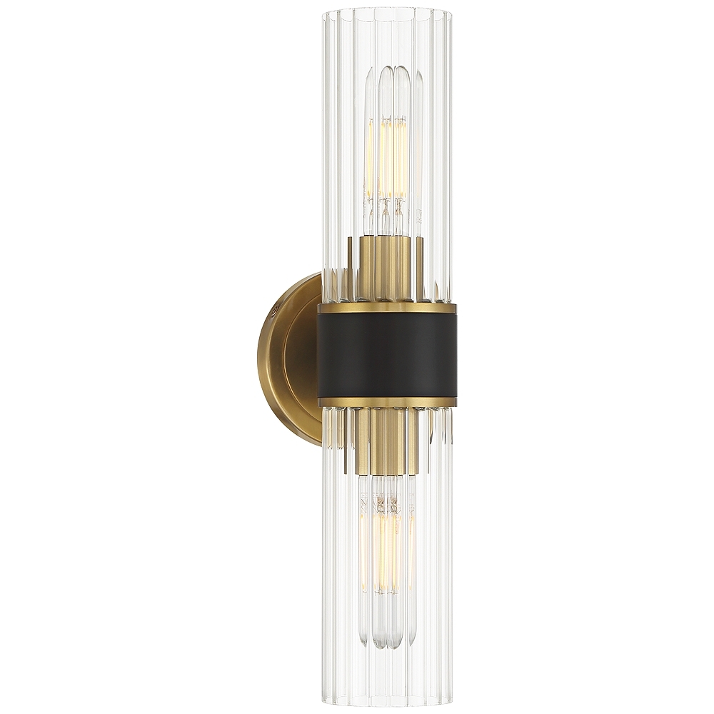 Possini Euro Idyl 16 1/4" High Warm Gold and Black 2-Light Bath Light - Image 0
