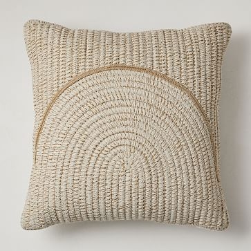Outdoor Woven Arches Pillow, 14"x36", Natural - Image 1