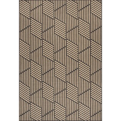 Halstead Geometric Charcoal/Beige Indoor / Outdoor Area Rug - Image 0
