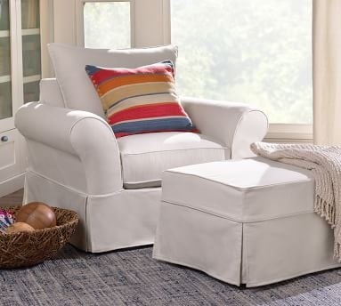 PB Comfort Roll Arm Slipcovered Armchair 39", Box Edge Down Blend Wrapped Cushions, Performance Boucle Oatmeal - Image 3