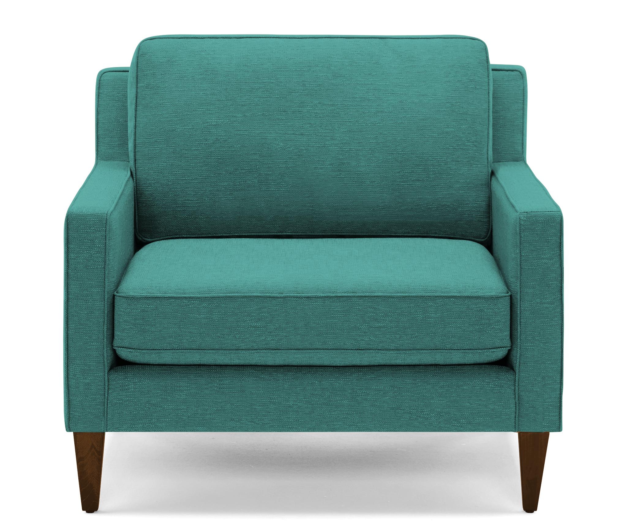Green Levi Mid Century Modern Chair - Essence Aqua - Mocha - Image 0