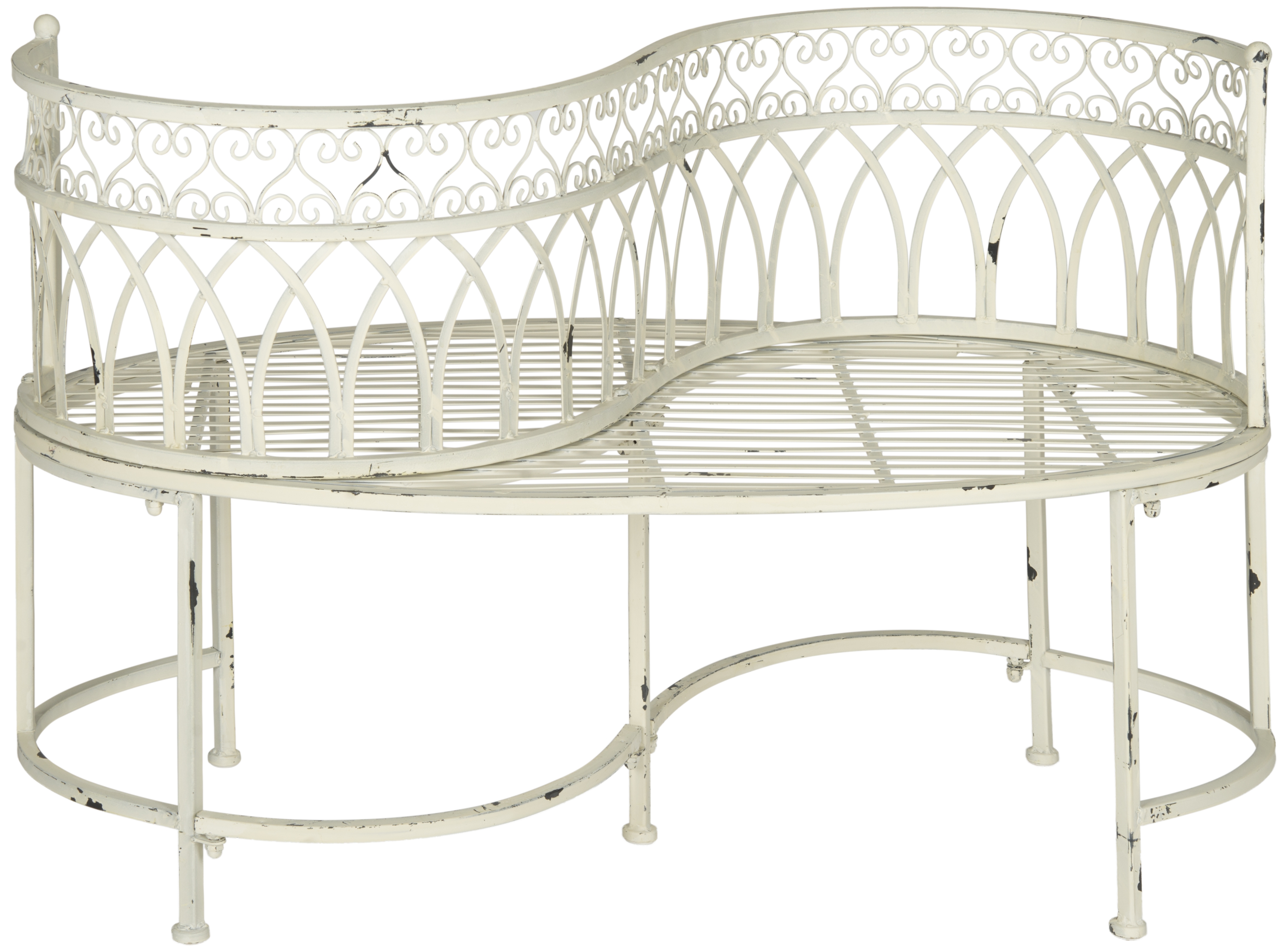 Lara Kissing Bench - Antique White - Safavieh - Image 0