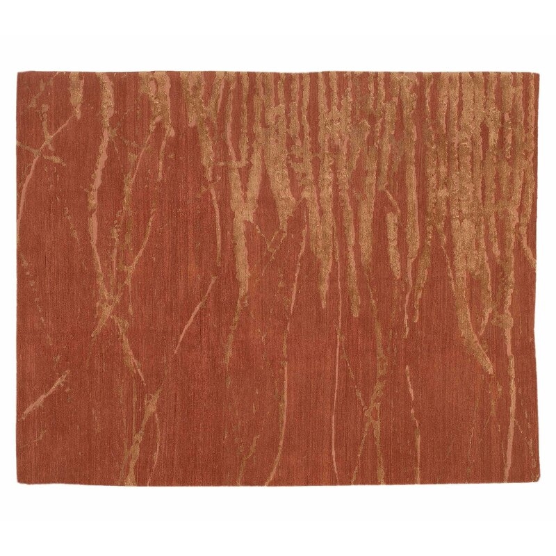 Tufenkian Abstract Hand-Knotted Wool/Silk Red Area Rug Rug Size: Rectangle 3' x 5' - Image 0