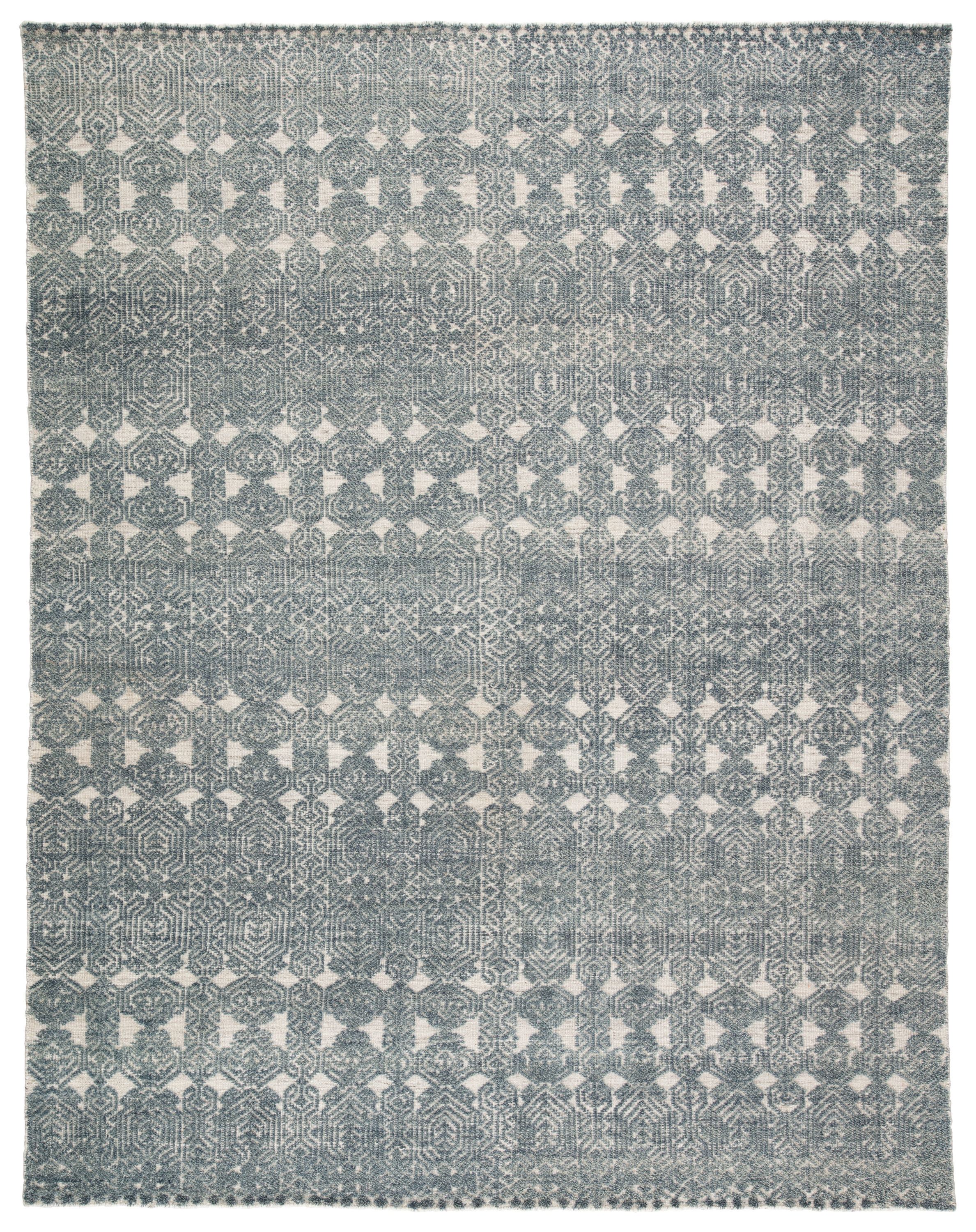 Abelle Hand-Knotted Medallion Teal/ Light Gray Area Rug (8'X11') - Image 0