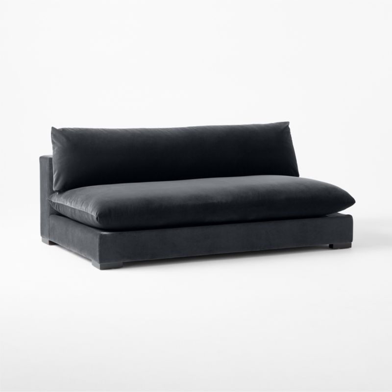 Deseo 71" Charcoal Grey Performance Velvet Deep Depth Armless Loveseat - Image 2