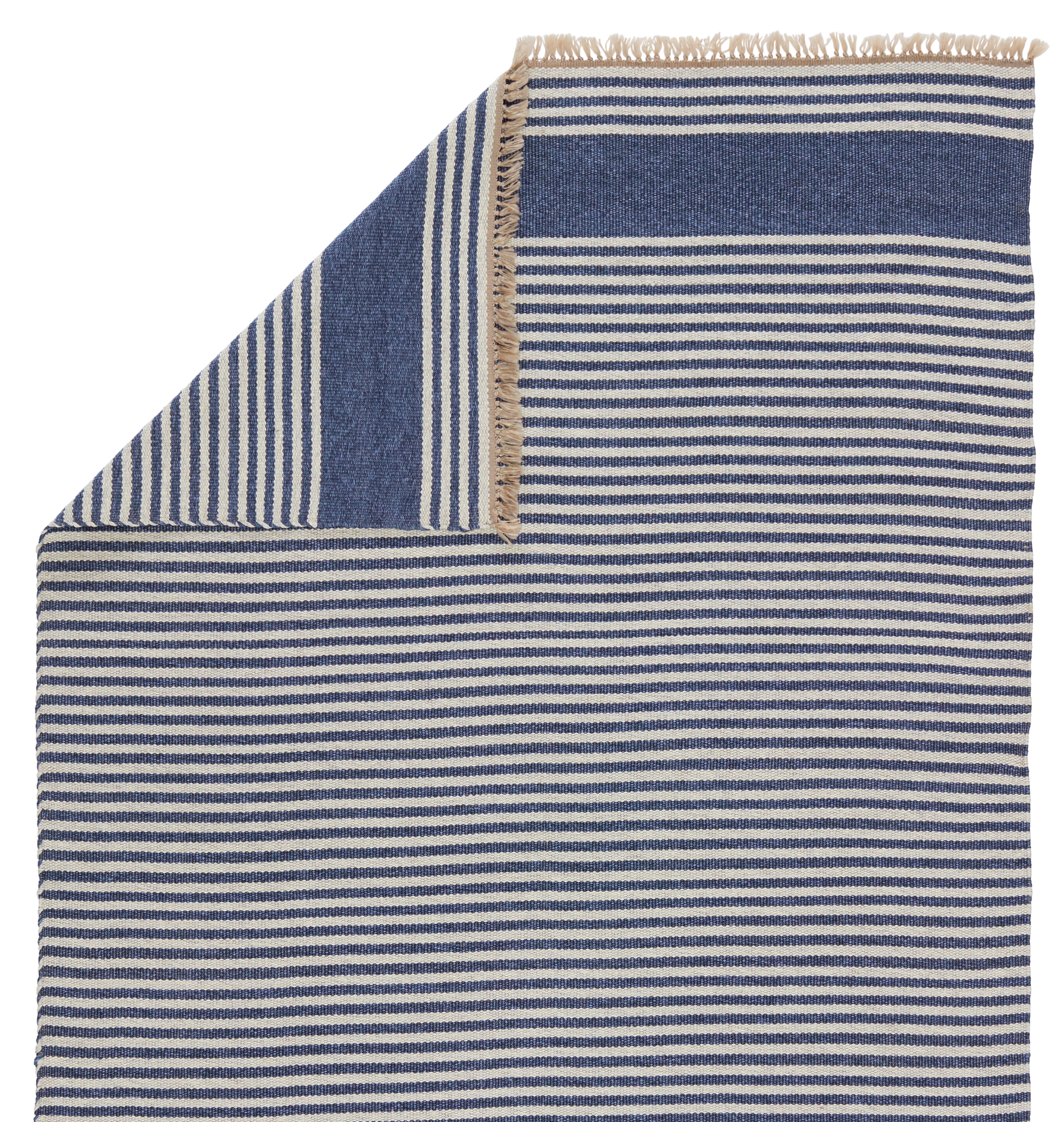Vibe by Strand Indoor/ Outdoor Striped Blue/ Beige Area Rug (4'X6') - Image 2