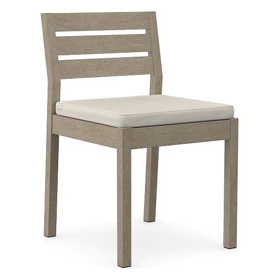 Portside Solid Wood Dining Chair Cushion, Plain Weave, Alabaster - Image 0