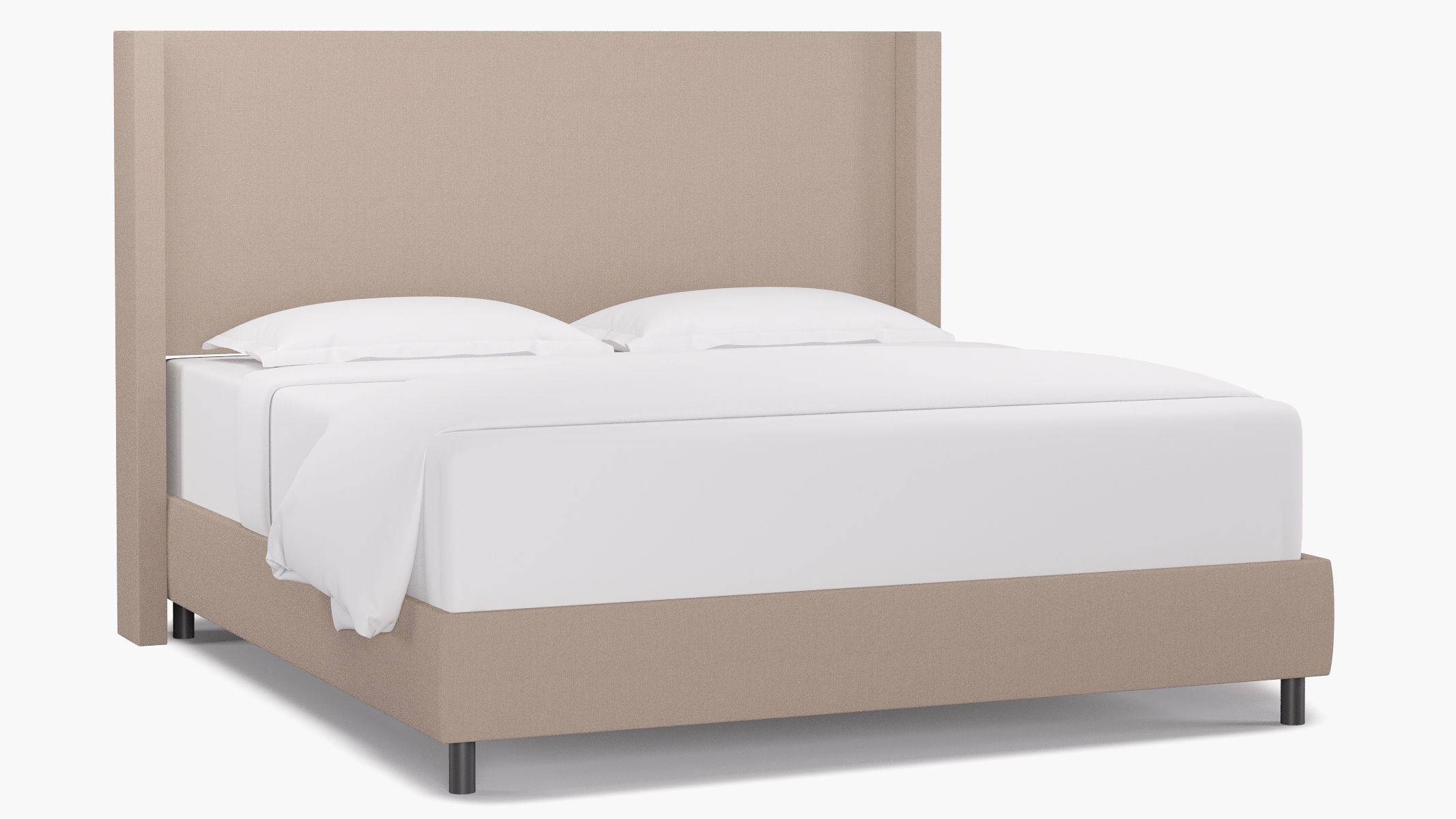 Modern Wingback Bed, Husk Everyday Linen, King - Image 0