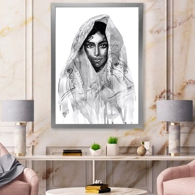 FDP35681_Monochrome Portrait Of Young Indian Woman I - Modern Canvas Wall Art Print - Image 0