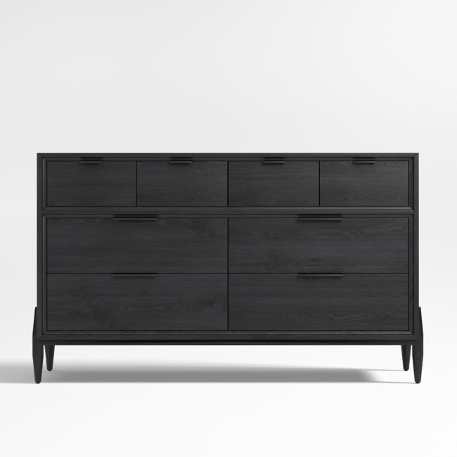 Bodie 54" Ebonized Black Wood Wide 8-Drawer Kids Dresser - Image 0