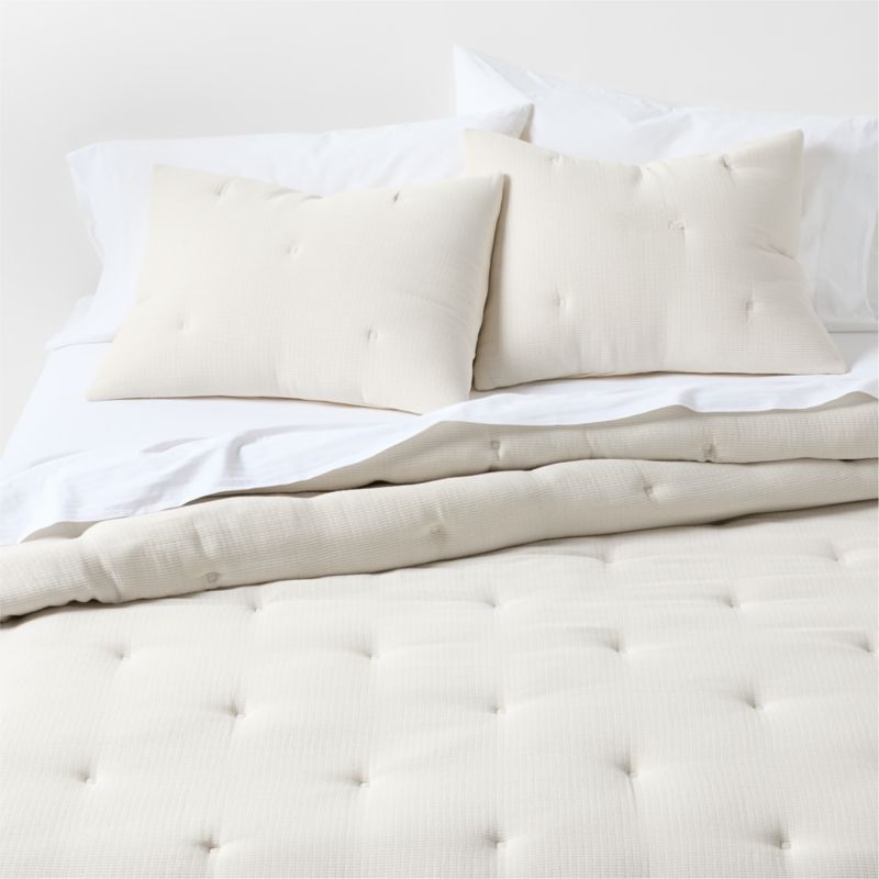 Aire Organic Cotton Textured Natural Taupe Euro Bed Pillow Sham - Image 3