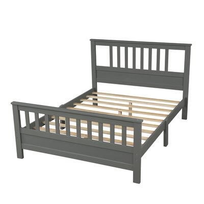 Red Barrel Studio® Solid Wood Bed Frame With Headboard And Footboard, Full, Gray - Image 0