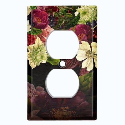 Metal Light Switch Plate Outlet Cover (Flower Rose Red White - Single Duplex) - Image 0