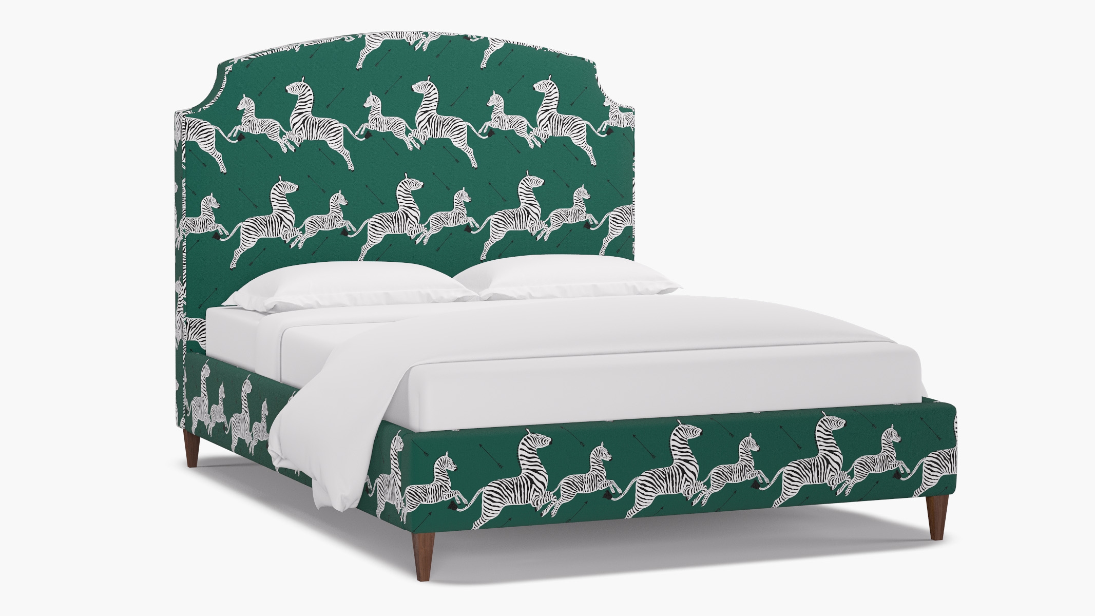 Cove Bed, Emerald Zebra, Walnut Square Tapered Leg, Twin - Image 1