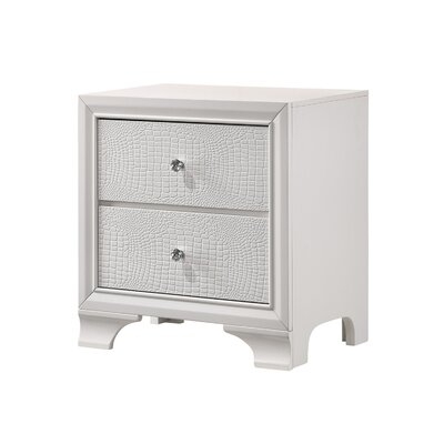 Nightstand With Textured Pattern And 2 Drawers, White - Image 0