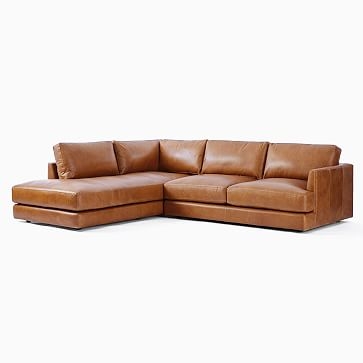 Haven Sectional Set 01: Left Arm Sofa, Right Arm Terminal Chaise, Poly, Saddle Leather, Nut - Image 1