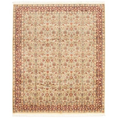 One-of-a-Kind Galestown Hand-Knotted 2010s Tabriz Cream/Red 8'1" x 9'9" Wool Area Rug - Image 0