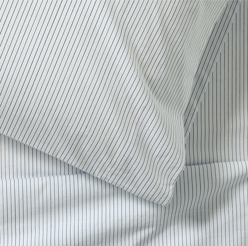 Cozy Cloud Organic Cotton Mini Stripe Sky Blue Twin XL Sheet Set - Image 3