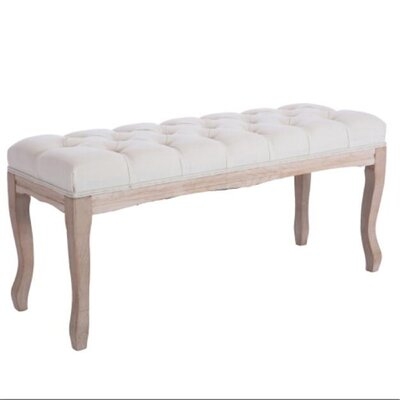 French Style Natural Rubber Wood Bench,Beige - Image 0