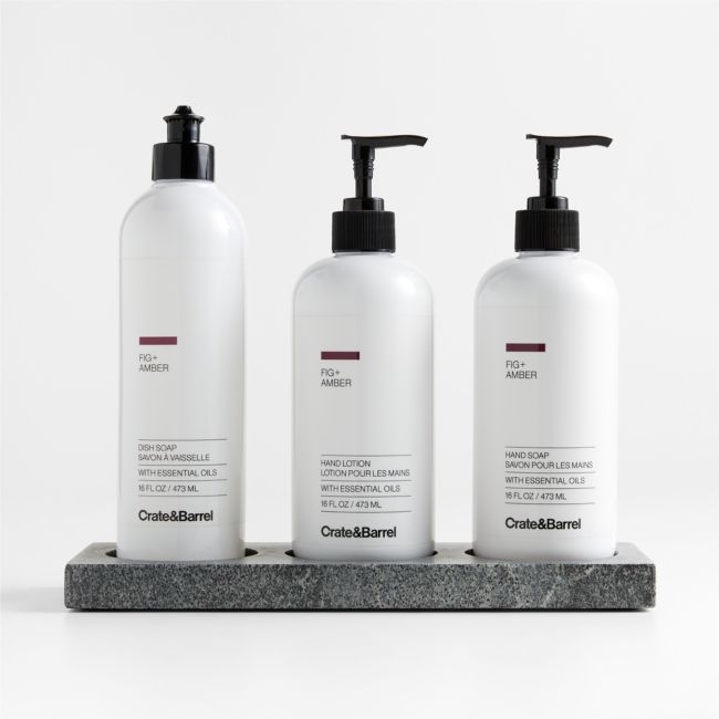 Fig + Amber Hand Soap, Lotion and Dish Soap Set with Hayes Caddy - Image 0